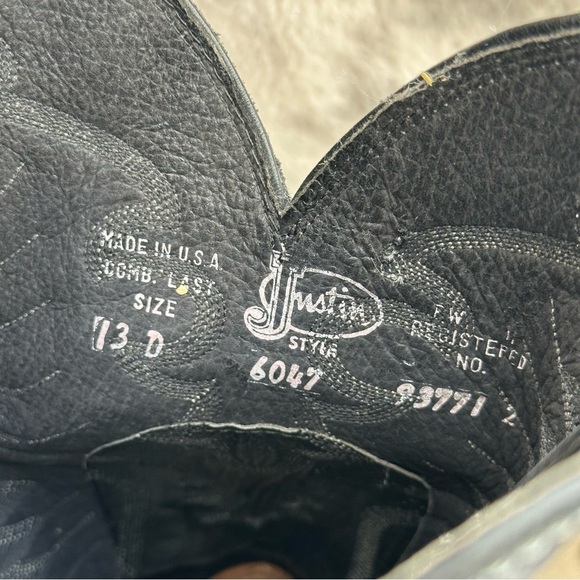 JUSTIN Diamond J Cowboy Boots Vintage Black Exotic Snake Boots Mens Size 13 - Picture 13 of 13